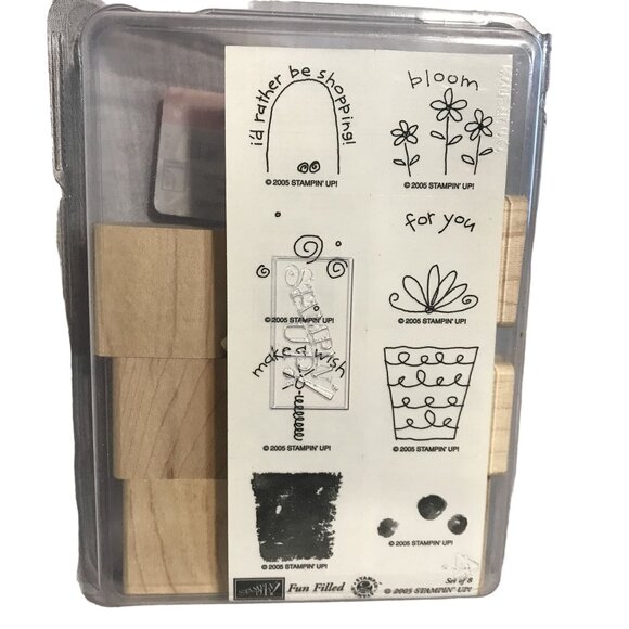 Stampin' Up! 2005 Fun Filled Rubber Stamp Set 8 Pieces - Picture 1 of 3